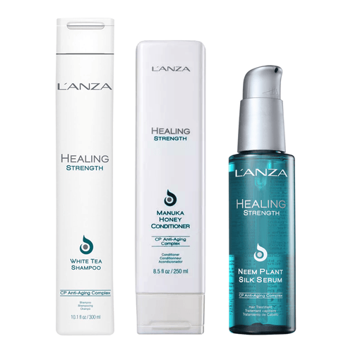 LAnza Kit Strength Turn Back Time Shampoo 300ml + Condicionador 250ml + Silk Sérum 100ml