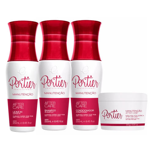 Portier Kit Manutenção After Care - Shampoo + Condicionador + Leave-in + Máscara 250ml