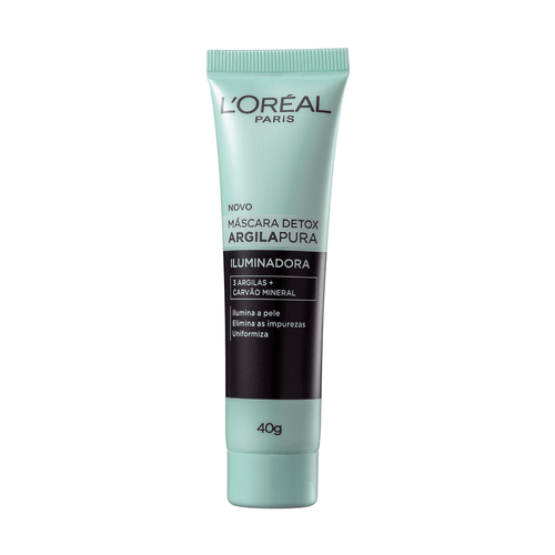 LOREAL MASC ARGILA PURA DETOX ILUMINADORA CARVAO MIN 1X40GR