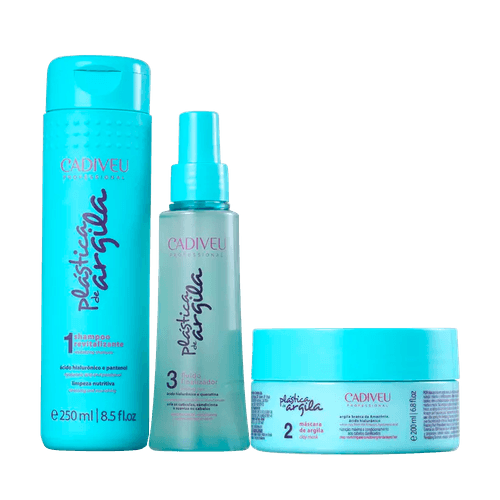 Cadiveu Kit Home Care Plástica de Argila - Shampoo 250ml + Máscara 200ml + Fluido Finalizador 115ml