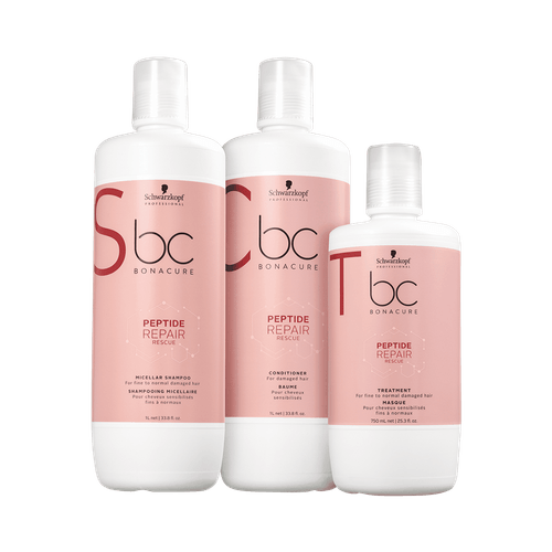 Schwarzkopf BC Kit Peptide Repair Shampoo 1000ml + Condicionador 1000ml + Máscara 750ml