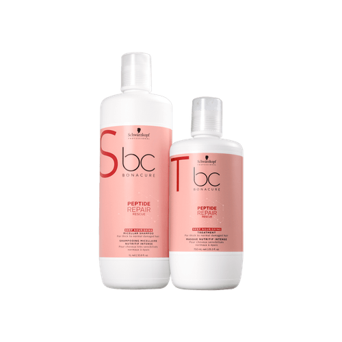 Schwarzkopf Professional Kit  BC Bonacure Peptide Repair Rescue Deep Nourish Salon Shampoo 1000ml + Máscara 750ml