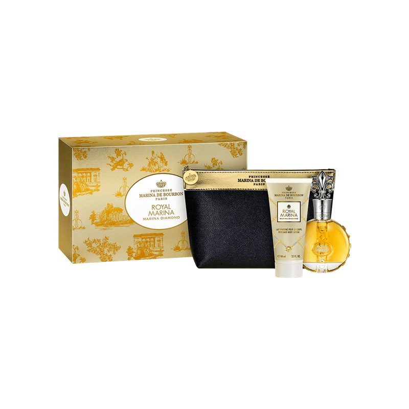 Marina-De-Bourbon-Kit-Royal-Marina-Diamond-Eau-De-Parfum-100ml---Locao-Corporal-150ml---Necessaire