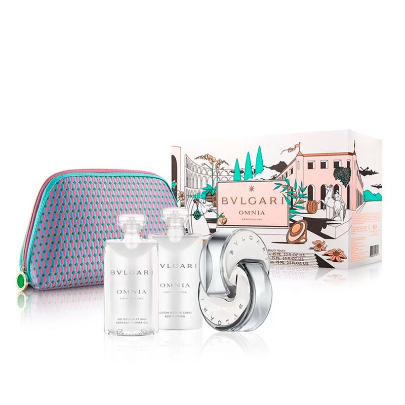 Bvlgari-Kit-Omnia-Crystalline-Eau-de-Toilette-65ml---Shower-Gel-75ml---Body-Lotion-75ml---Necessaire