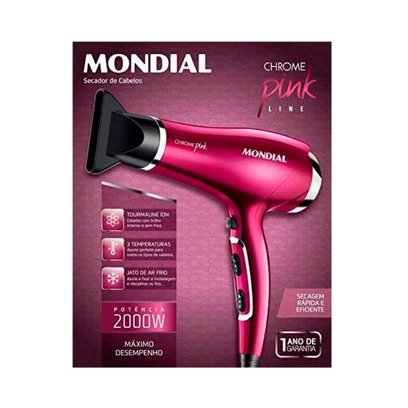 Mondial-Chrome-Pink-SC-36---Secador-de-Cabelos-220v