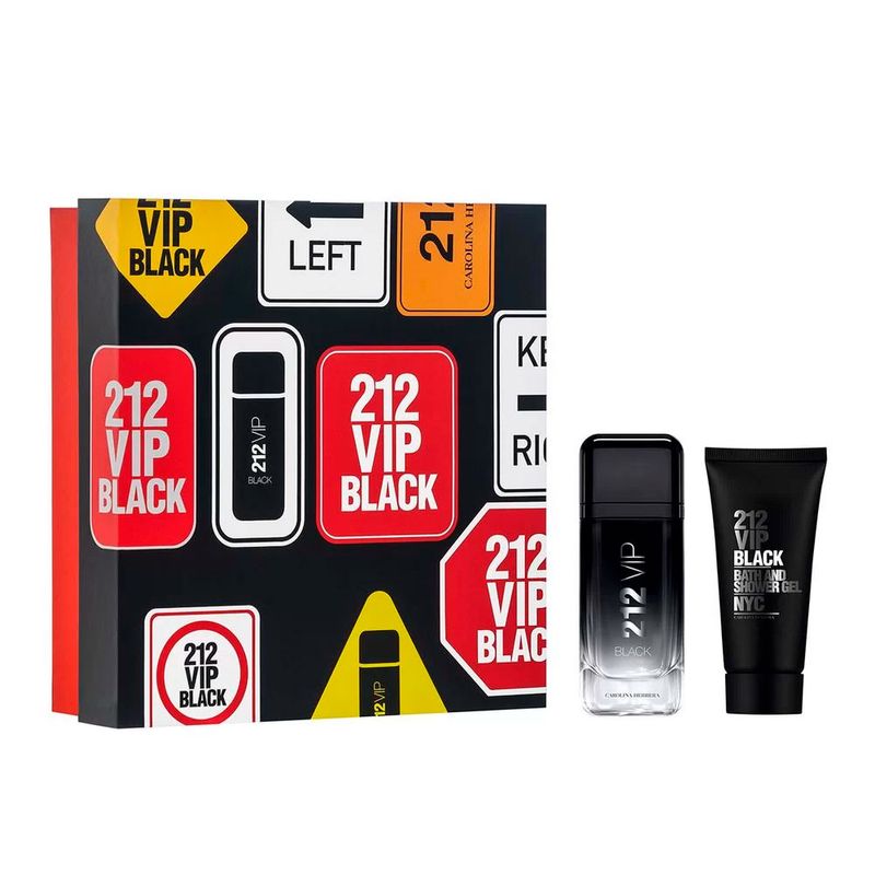 Carolina-Herrera-Kit-212-Vip-Black-Eau-de-Parfum-100ml---Gel-de-Banho-100ml