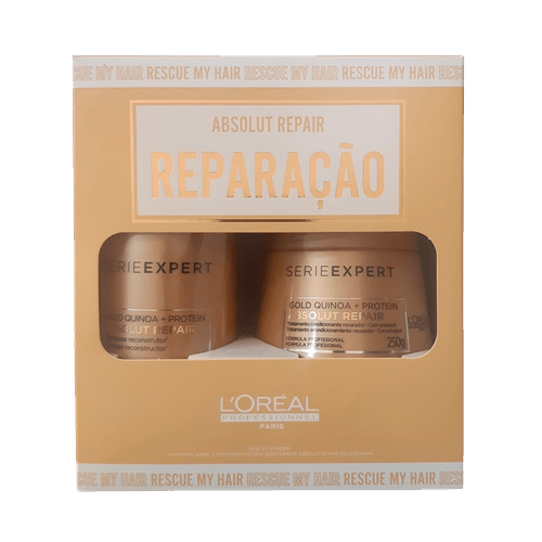 LOréal Professionnel Absolut Repair Reparação Gold Quinoa +Protein Kit - Shampoo 303g + Tratamento 250g