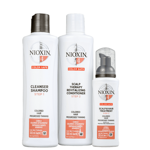 Nioxin Kit System 4 Shampoo 300ml + Condicionador 300ml + Tratamento de Couro Cabeludo 100ml