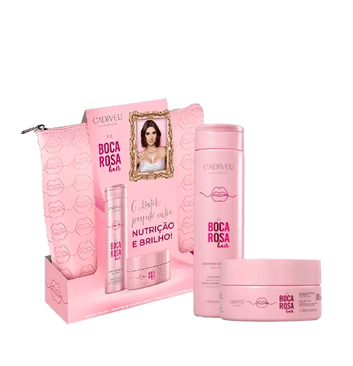 Cadiveu Boca Rosa Kit - Necessaire + Shampoo 250ml + Máscara Capilar 200ml