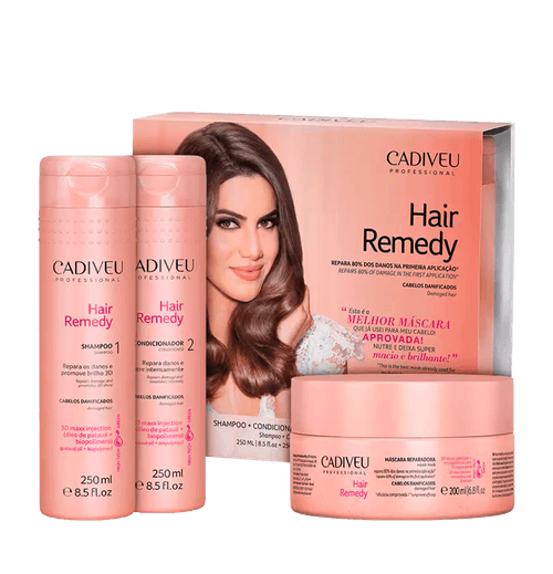 Cadiveu Hair Remedy Kit Condicionador 250ml + Shampoo 250ml + Máscara 200ml