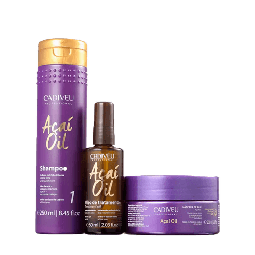 Kit Cadiveu Professional Açaí Oil – Shampoo 250ml + Máscara 200ml + Óleo Açaí 60ml