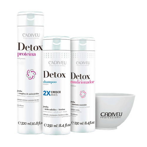 Cadiveu Kit Home Care Detox - 1 Detox Proteína 320ml + 1 Detox Shampoo 250ml + 1 Detox Condicionador 250ml