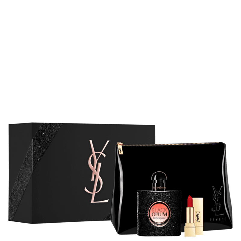 YSL-Kit-Black-Opium-50ml-Eau-de-Parfum---Batom-Vermelho---necessaire