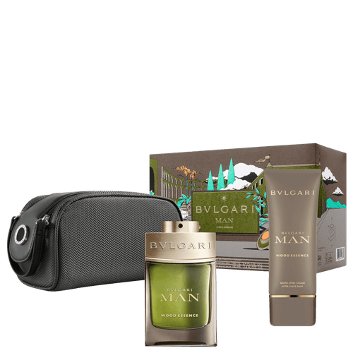 Kit Bvlgari Man Wood Essence Eau de Parfum 100ml + Pós-Barba 100ml + Nécessaire