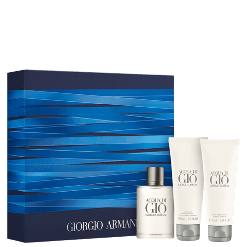 Giorgio Armani Kit Acqua Di Gio Eau de Toilette 50ml + Gel de Banho 75ml + Pós-barba 75ml