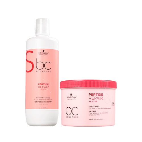 Schwarzkopf Professional BC Peptide Repair Rescue Kit Shampoo 1000ml + Máscara 500ml