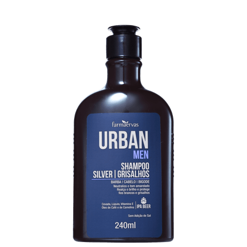 Farmaervas Urban Men Silver Grisalhos - Shampoo Desamarelador 240ml