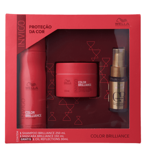 Wella Professionals Kit Invigo Color Brilliance Oil Reflections Shampoo 250ml + Máscara Capilar 150ml + Óleo Capilar 30ml