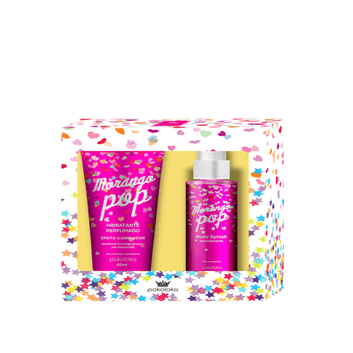 PokoLoka KIT Morango Pop - Hidratante Perfumado 60ml e Body Splash 60ml