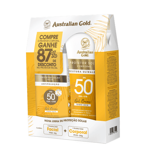 Australian Gold Proteção Fps 50  Protetor Solar Corpo 200g + Facial 50g Fps50