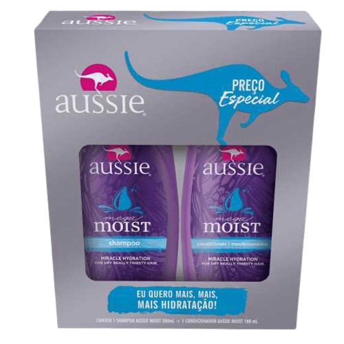 Aussie Kit Mega Moist - Shampoo 360ml + Condicionador 180ml