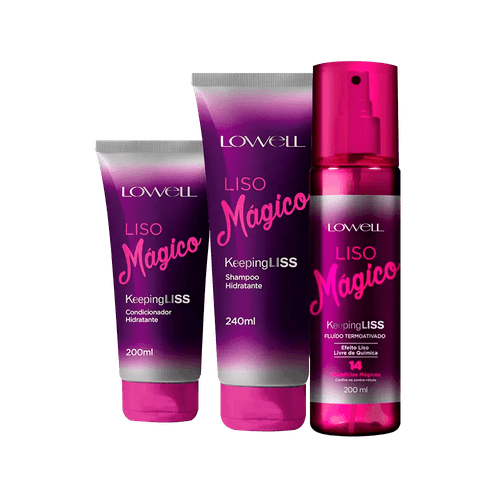 Lowell Liso Mágico Kit - Shampoo + Condicionador + Fluído Termoativado