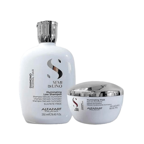 Alfaparf Semi Di Lino Bright Diamond Illuminating Low Shampoo 250ml + Illuminating Máscara 200ml