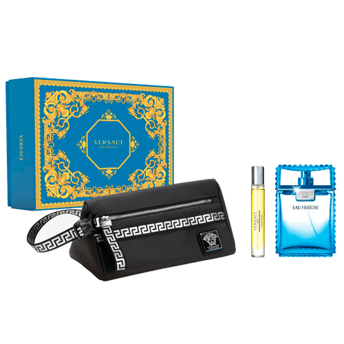 Versace Kit Man Eau Fraiche Eau De Toilette 100ml + Travel Spray Eau De Toilette 10ml + Necessaire