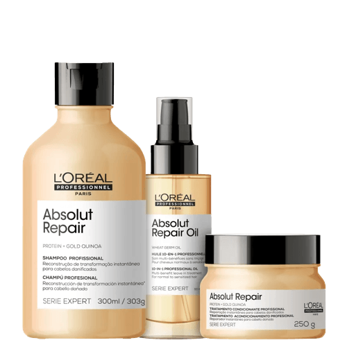 LOréal Kit Absolut Repair Shampoo 300ml + Mascára 250g + Leave in 90ml