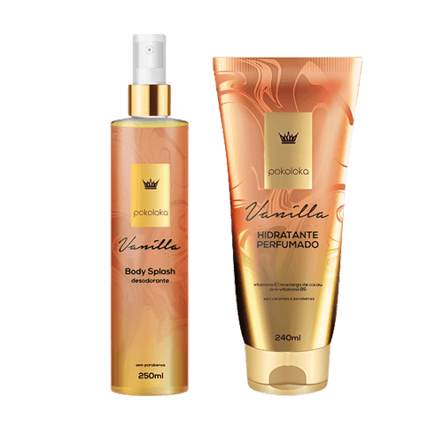 Pokoloka Kit Vanilla Desodorante Perfumado Body Splash 250ml + Hidratante Perfumado 240ml