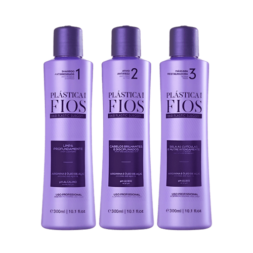 Kit Cadiveu Plástica Dos Fios Shampoo 300ml + Antifrizz 300ml + Máscara 300ml