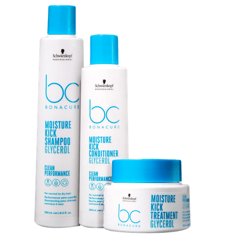 Kit Schwarzkopf BC Bonacure Moistuire Kick - Shampoo 250ml + Condicionador 200ml + Máscara 200ml