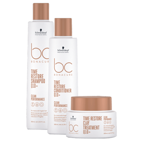 Kit Schwarzkopf Bc Time Restore Q10 - Shampoo 250ml + Condicionador 200ml + Máscara 200ml