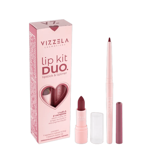 Vizzela Kit Lip Duo 02 Corajosa - Lapiseira Labial 0,24g + Batom Matte 4g