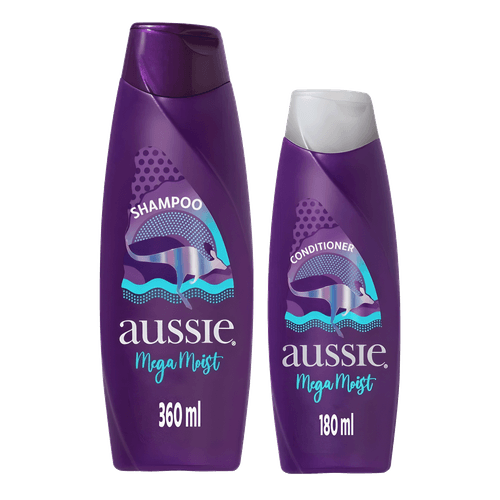 Kit Aussie Mega Moist - Shampoo 360ml + Condicionador 180ml