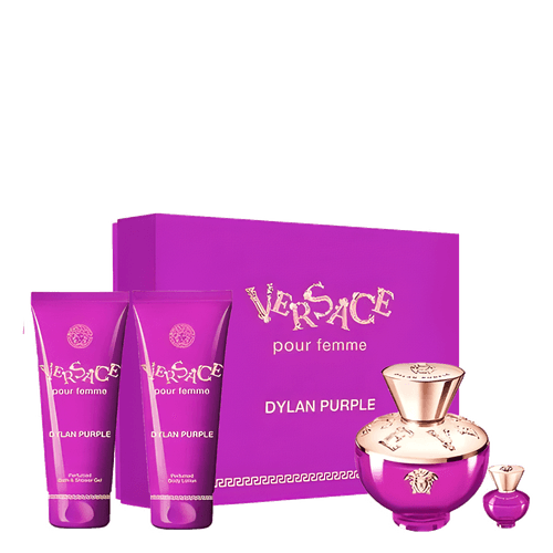 Versace Kit Dylan Purple Eau de Parfum 100ml + Miniatura 5ml + Body Lotion 100ml + Shower Gel 100ml