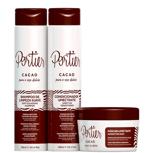 Portier Cacao Kit - Shampoo + Condicionador 300ml + Máscara 250ml