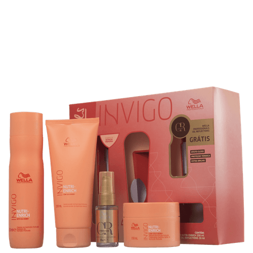 Kit Wella Nutri Essentials - Shampoo 250ml + Condicionador 200ml + Máscara 150ml + Óleo Capilar 30ml