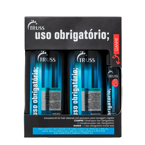 Kit Truss Uso Obrigatório - Shampoo 300ml + Condicionador 300ml + Miniatura 30ml