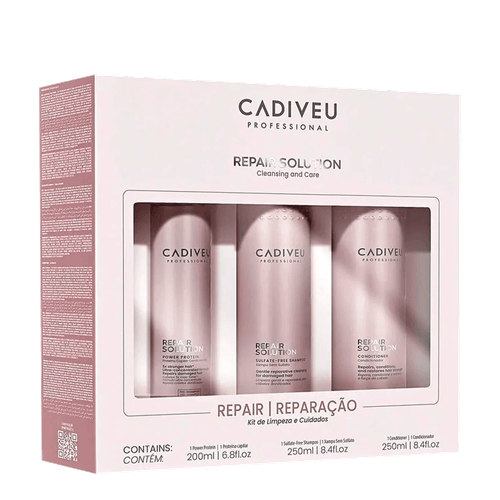 Kit Cadiveu Repair Solution - Shampoo 250ml + Condicionador 250ml + Proteína Capilar 200ml