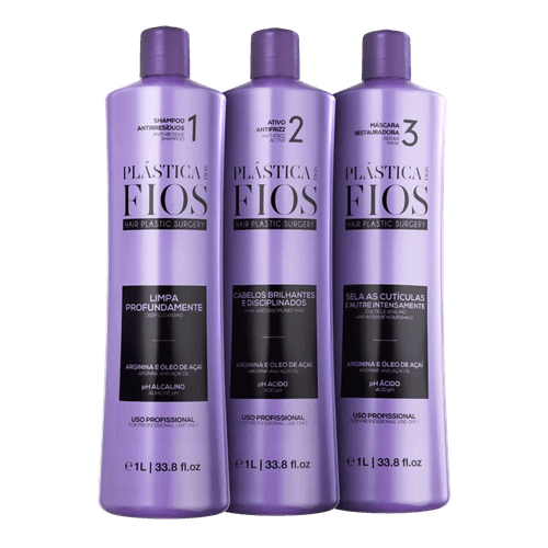 Kit Cadiveu Profissional Plásticas dos Fios - Shampoo 1L + AntiFrizz 1L + Máscara 1L