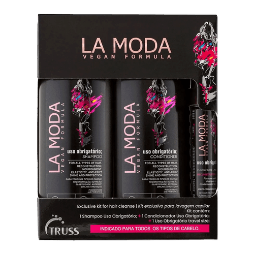 Kit Truss La Moda Uso Obrigatório - Shampoo 300ml + Condicionador 300ml + Travel Size 30ml