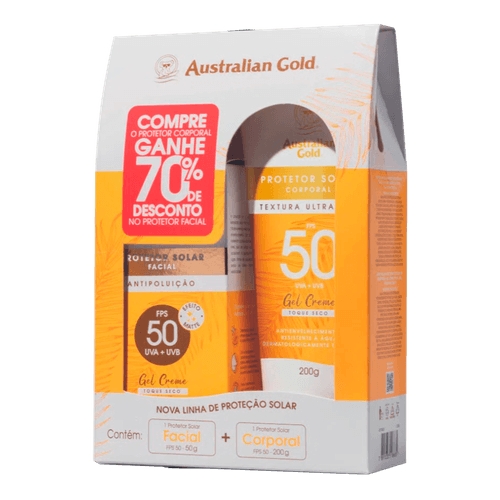 Kit Australian Gold Protetor Solar Facial 50g + Protetor Solar Corporal 200g - FPS 50