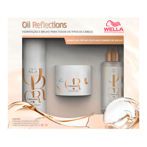 Kit Wella Oil Reflections - Shampoo 250ml + Máscara 150ml + Óleo Light 100ml