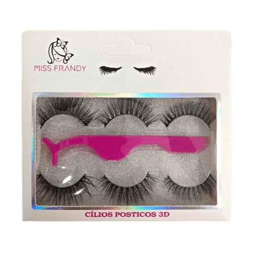 Kit Miss Frandy - Cílios Postiços com 3 Pares e Uma Pinça