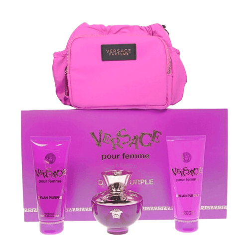 Kit Versace Dylan Purple Feminino Eau De Parfum 100ml + Body Gel 100ml + Body Lotion 100ml + Necessaire