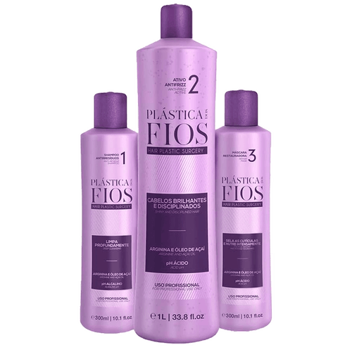 Kit Cadiveu Plástica dos Fios - Shampoo 300ml + Máscara 300ml + Ativo Antifrizz 1L