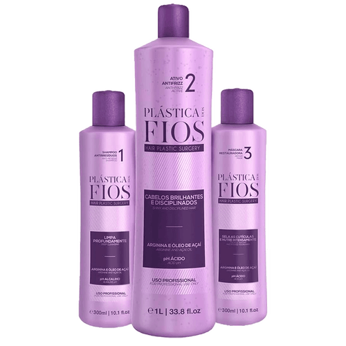 Kit Cadiveu Plástica Dos Fios - Shampoo 300ml + Máscara 300ml + Ativo Antifrizz 1l