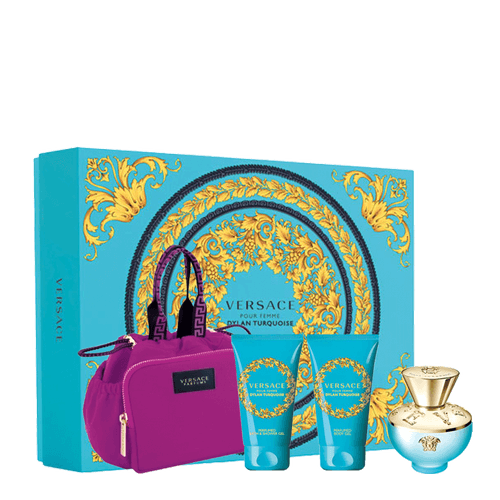 Kit Versace Dylan Turquoise Feminino - Edt 100ml + Shower Gel 100ml + Body Lotion 100ml + Necessaire