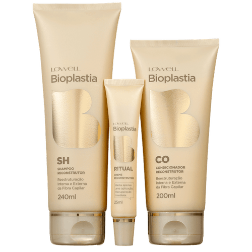 Kit Lowell Bioplastia Reconstrutor - Shampoo 240ml + Condicionador 200ml + Creme 25ml